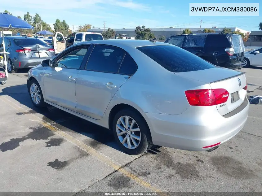 3VWDP7AJXCM380086 2012 Volkswagen Jetta 2.5L Se