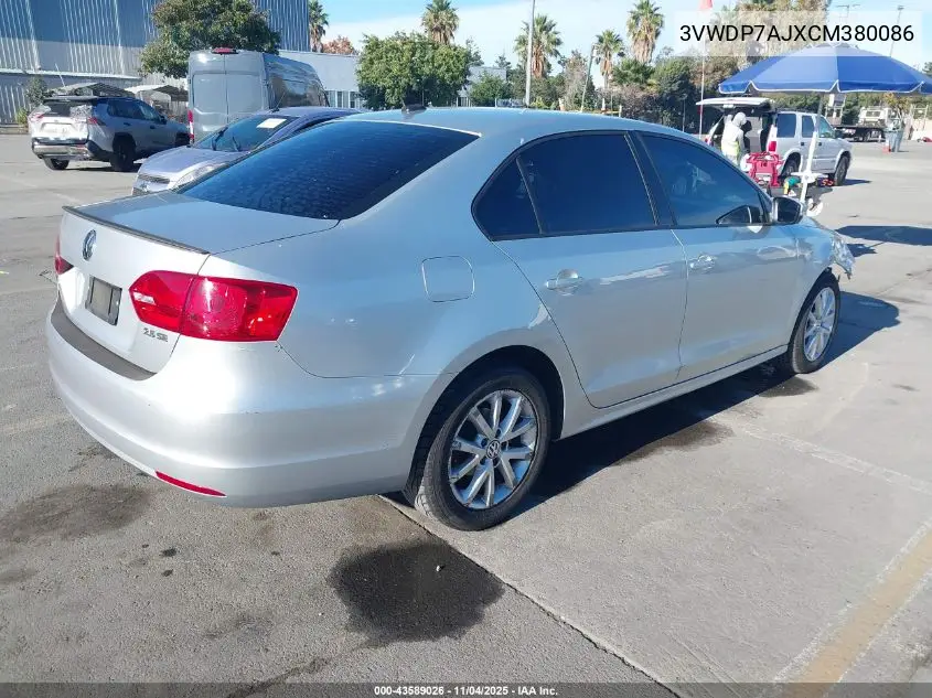 3VWDP7AJXCM380086 2012 Volkswagen Jetta 2.5L Se