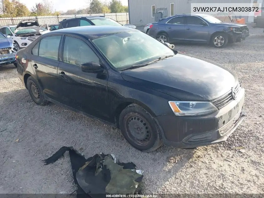 3VW2K7AJ1CM303872 2012 Volkswagen Jetta 2.0L S