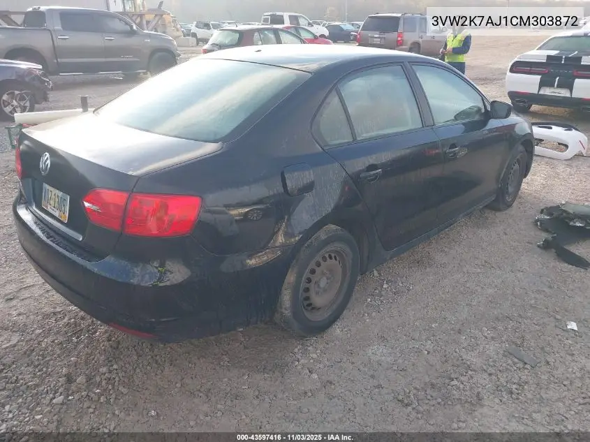3VW2K7AJ1CM303872 2012 Volkswagen Jetta 2.0L S