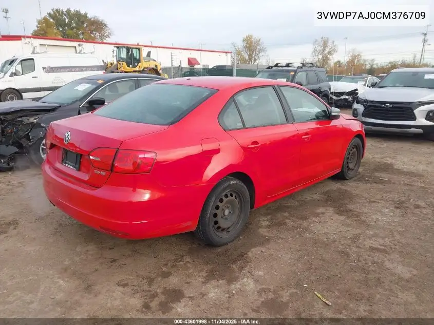 3VWDP7AJ0CM376709 2012 Volkswagen Jetta 2.5L Se