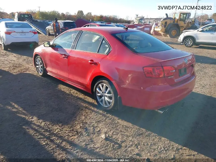 3VWDP7AJ7CM424822 2012 Volkswagen Jetta 2.5L Se