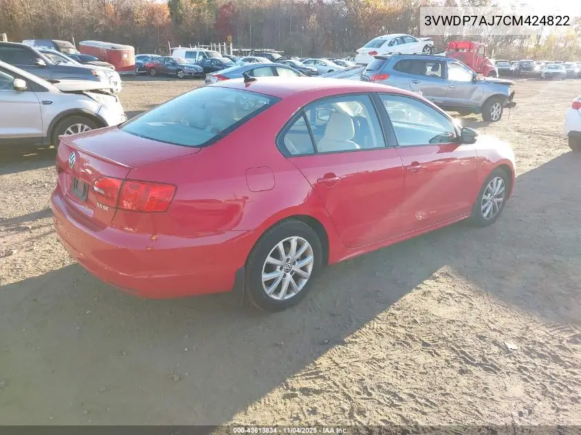 3VWDP7AJ7CM424822 2012 Volkswagen Jetta 2.5L Se