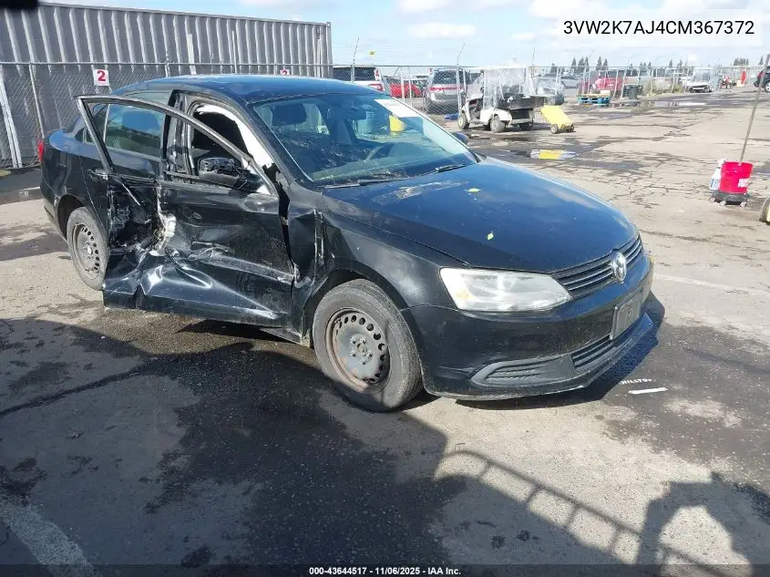 3VW2K7AJ4CM367372 2012 Volkswagen Jetta 2.0L S