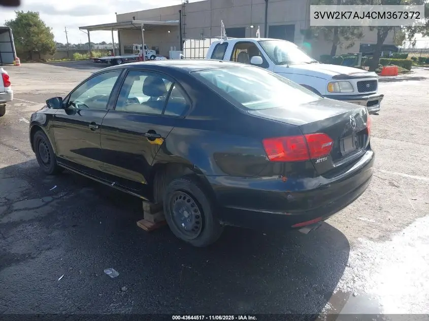 3VW2K7AJ4CM367372 2012 Volkswagen Jetta 2.0L S