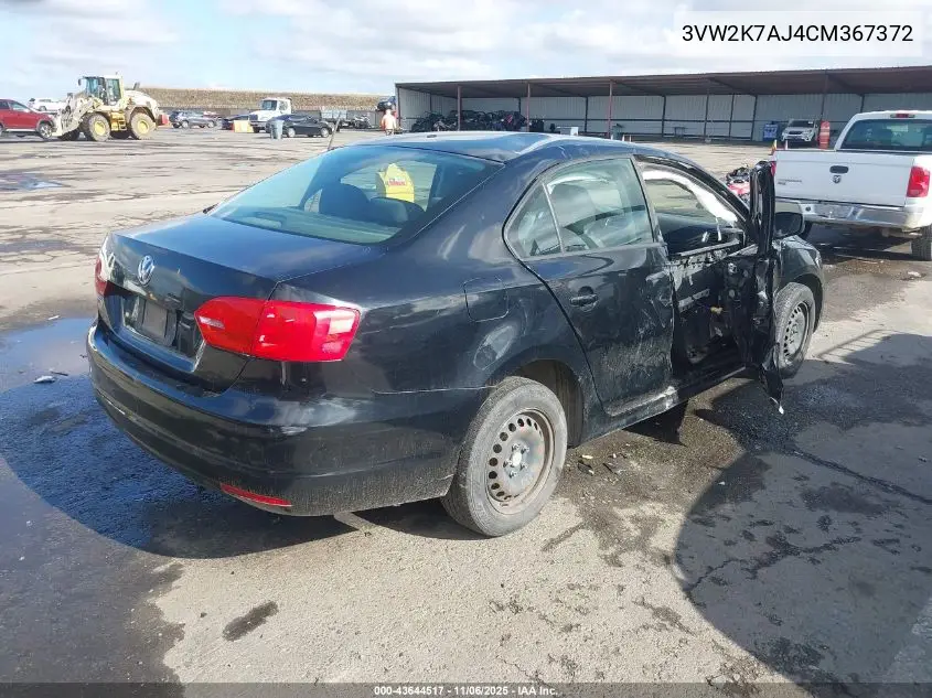 3VW2K7AJ4CM367372 2012 Volkswagen Jetta 2.0L S