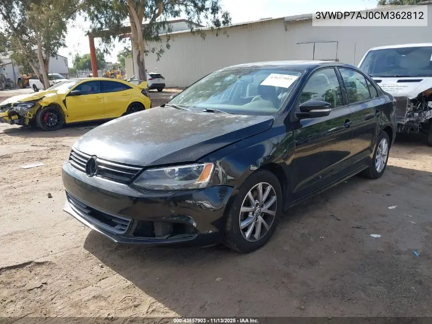 3VWDP7AJ0CM362812 2012 Volkswagen Jetta 2.5L Se