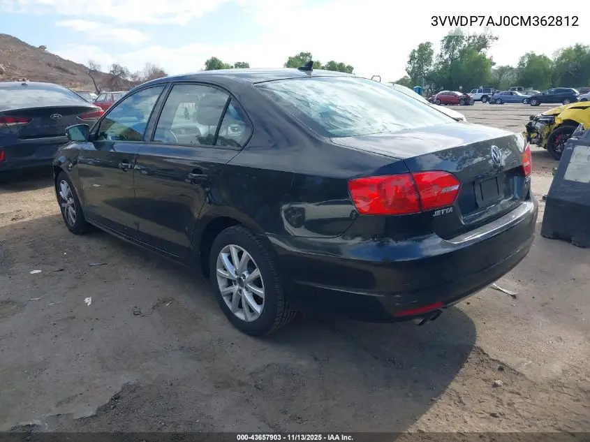 3VWDP7AJ0CM362812 2012 Volkswagen Jetta 2.5L Se