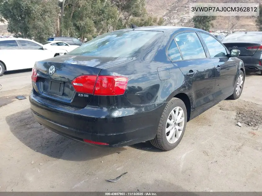 3VWDP7AJ0CM362812 2012 Volkswagen Jetta 2.5L Se
