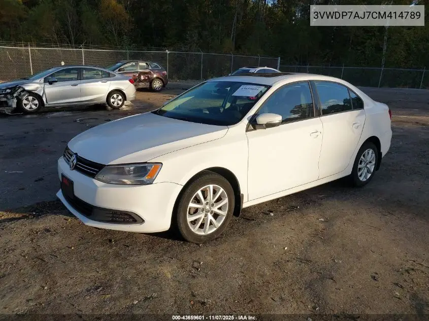 3VWDP7AJ7CM414789 2012 Volkswagen Jetta 2.5L Se