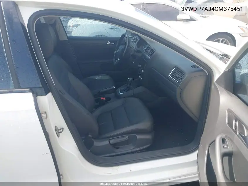 3VWDP7AJ4CM375451 2012 Volkswagen Jetta 2.5L Se