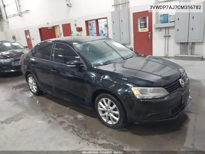 3VWDP7AJ7CM316782 2012 Volkswagen Jetta 2.5L Se