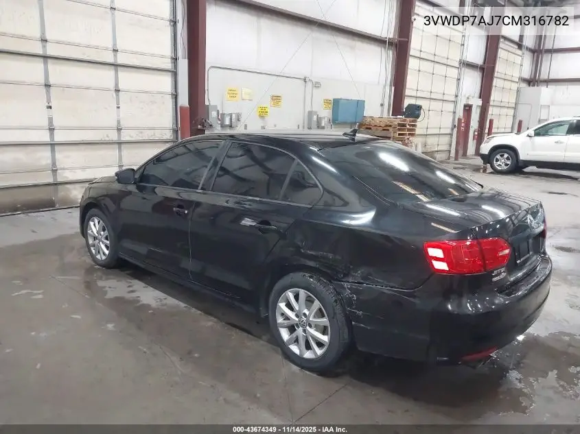 3VWDP7AJ7CM316782 2012 Volkswagen Jetta 2.5L Se