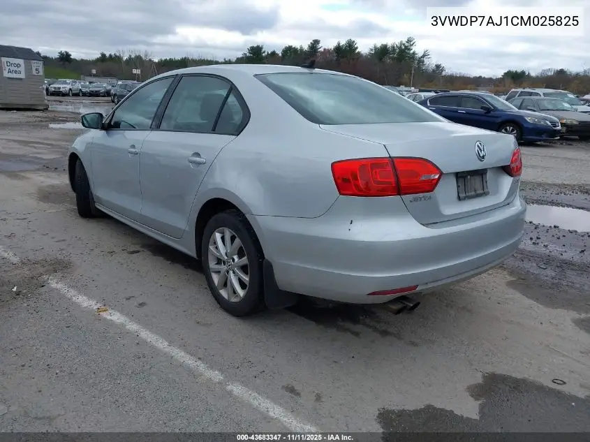 3VWDP7AJ1CM025825 2012 Volkswagen Jetta 2.5L Se