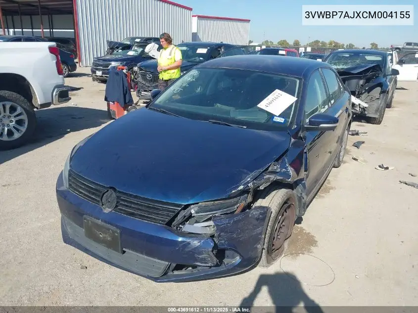 3VWBP7AJXCM004155 2012 Volkswagen Jetta 2.5L Se