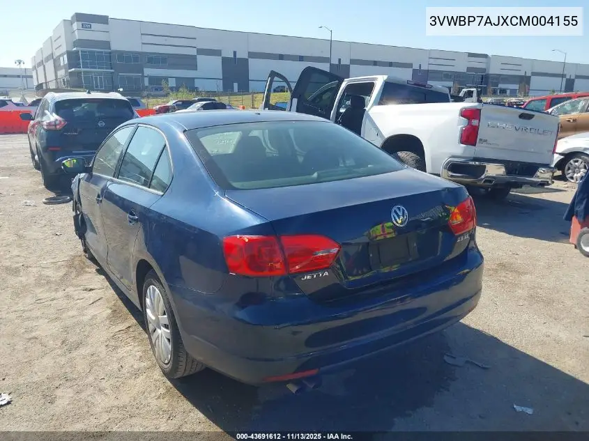 3VWBP7AJXCM004155 2012 Volkswagen Jetta 2.5L Se