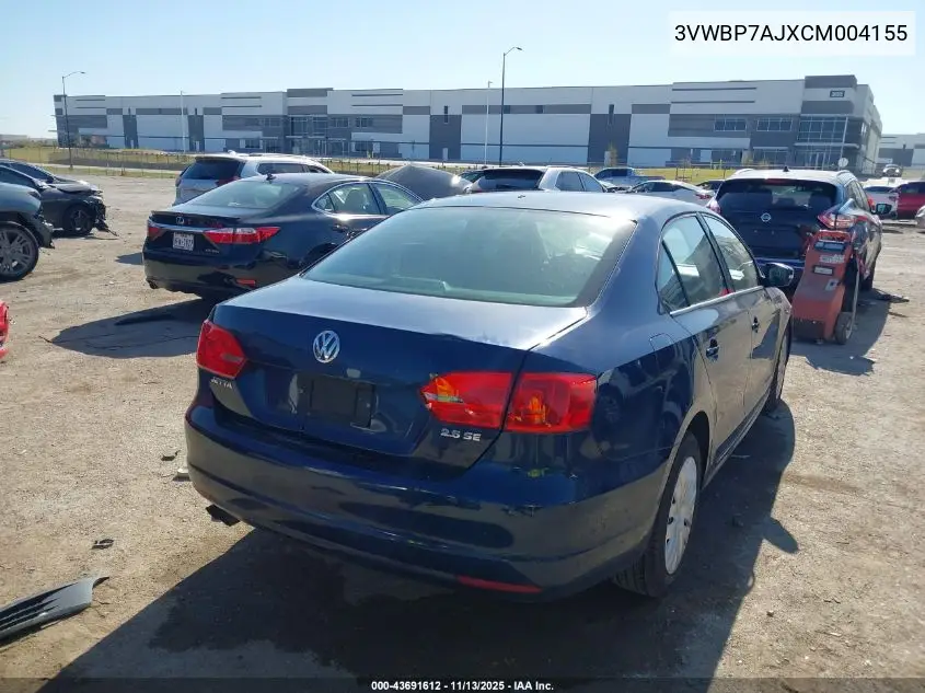 3VWBP7AJXCM004155 2012 Volkswagen Jetta 2.5L Se