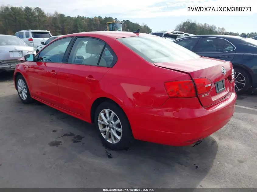 3VWDX7AJXCM388771 2012 Volkswagen Jetta 2.5L Se