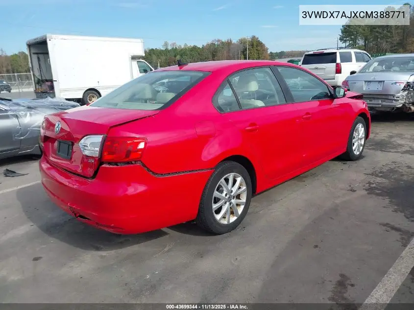 3VWDX7AJXCM388771 2012 Volkswagen Jetta 2.5L Se