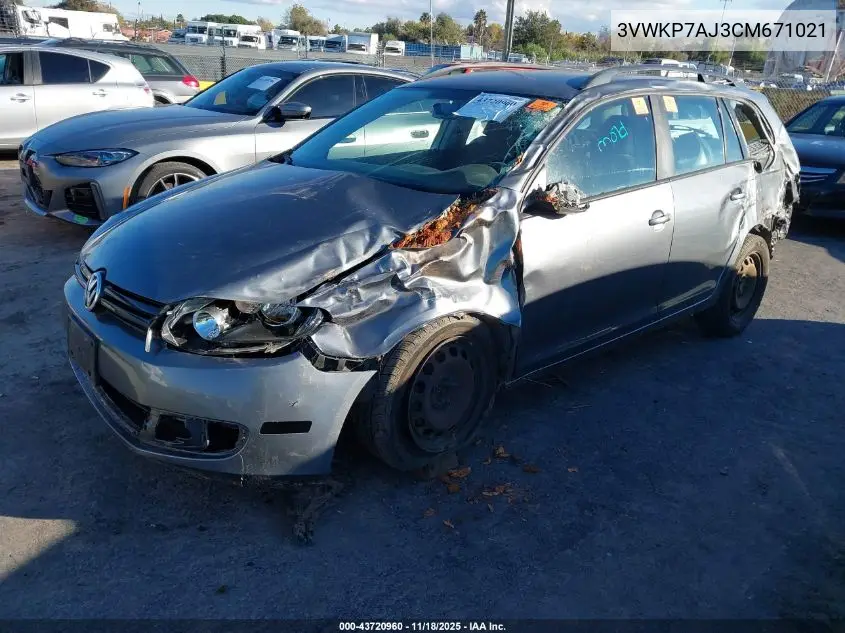 3VWKP7AJ3CM671021 2012 Volkswagen Jetta Sportwagen 2.5L S