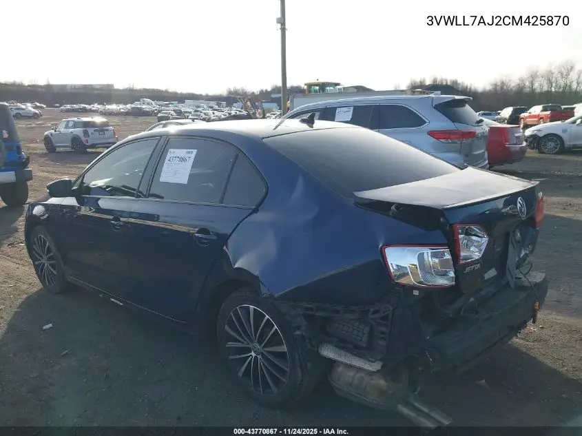 3VWLL7AJ2CM425870 2012 Volkswagen Jetta 2.0L Tdi
