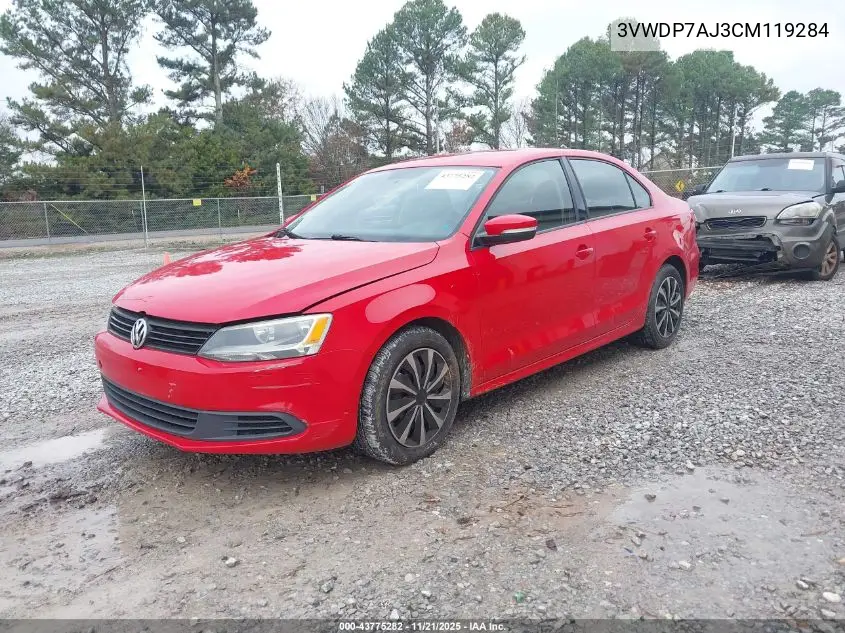 3VWDP7AJ3CM119284 2012 Volkswagen Jetta 2.5L Se