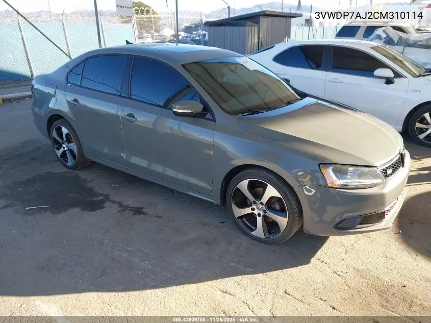 3VWDP7AJ2CM310114 2012 Volkswagen Jetta 2.5L Se