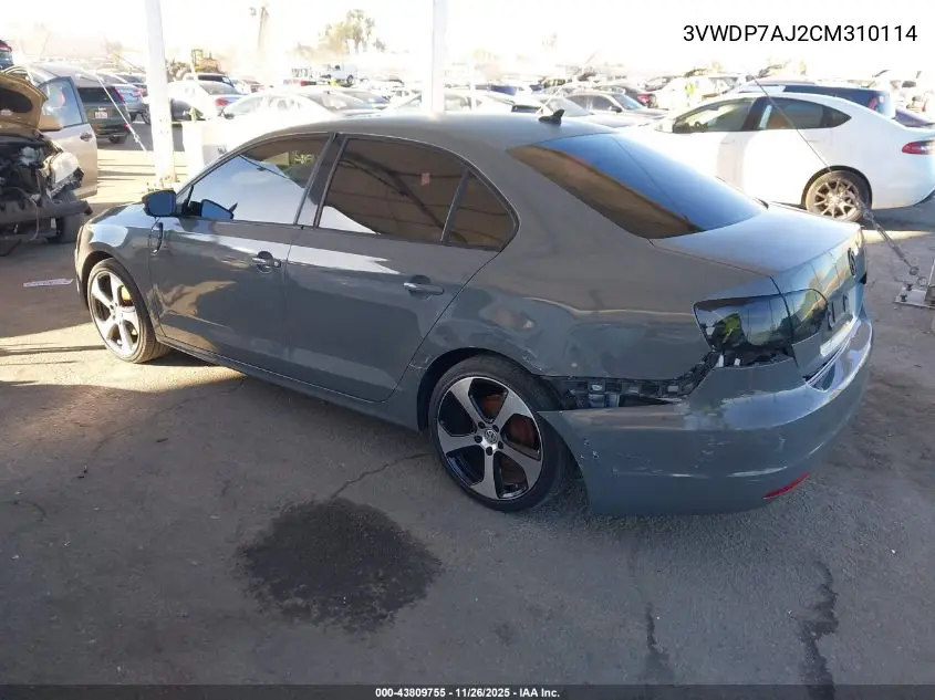 3VWDP7AJ2CM310114 2012 Volkswagen Jetta 2.5L Se
