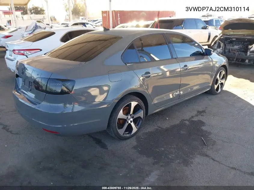 3VWDP7AJ2CM310114 2012 Volkswagen Jetta 2.5L Se