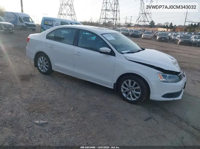 3VWDP7AJ0CM343032 2012 Volkswagen Jetta 2.5L Se
