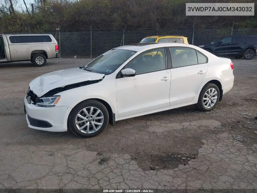 3VWDP7AJ0CM343032 2012 Volkswagen Jetta 2.5L Se