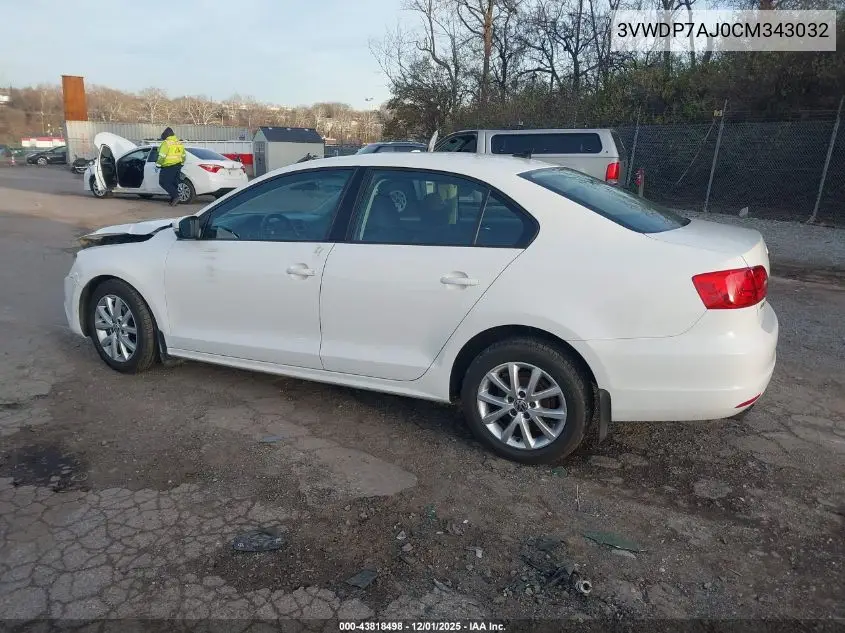 3VWDP7AJ0CM343032 2012 Volkswagen Jetta 2.5L Se