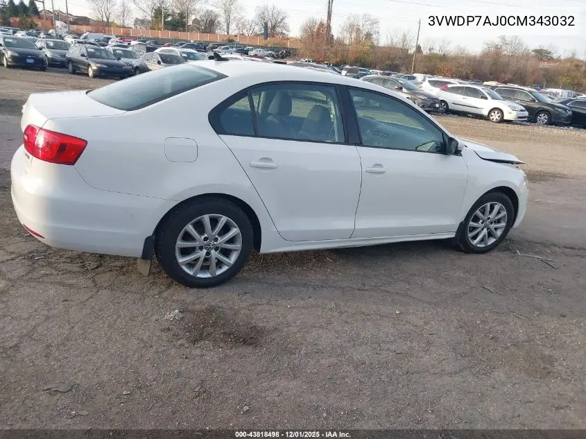 3VWDP7AJ0CM343032 2012 Volkswagen Jetta 2.5L Se