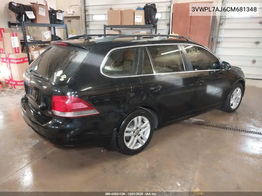 3VWPL7AJ6CM681348 2012 Volkswagen Jetta Sportwagen 2.0L Tdi