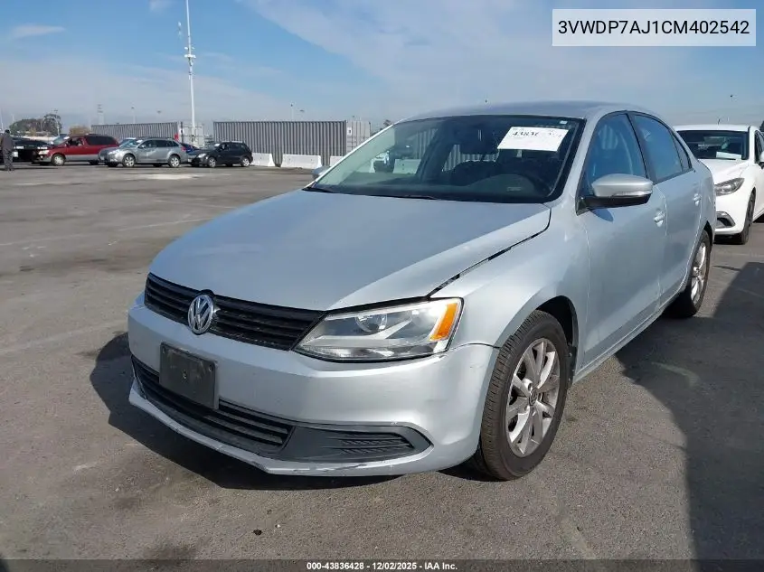 3VWDP7AJ1CM402542 2012 Volkswagen Jetta 2.5L Se