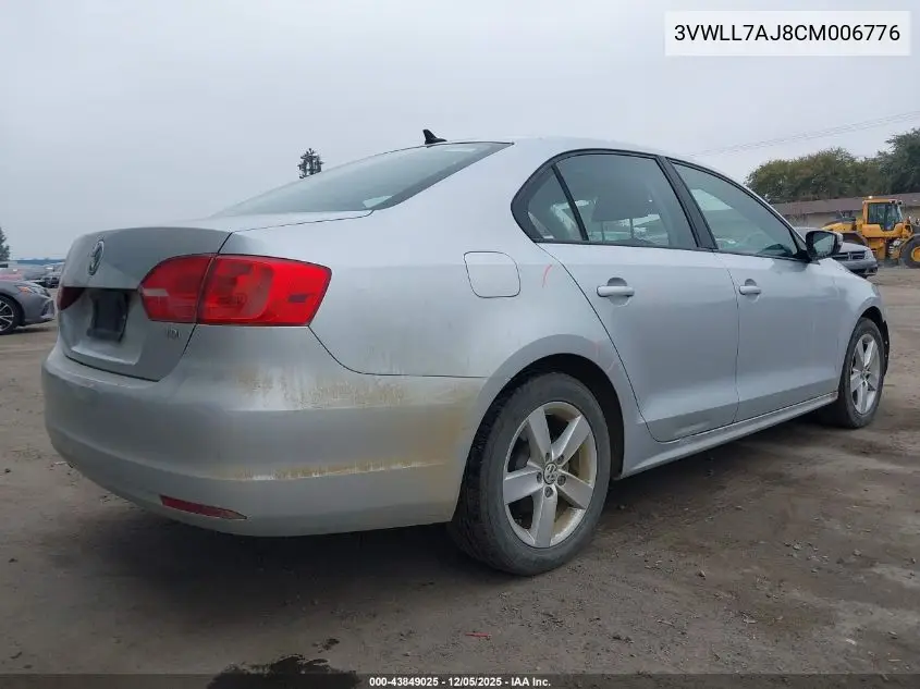 3VWLL7AJ8CM006776 2012 Volkswagen Jetta 2.0L Tdi