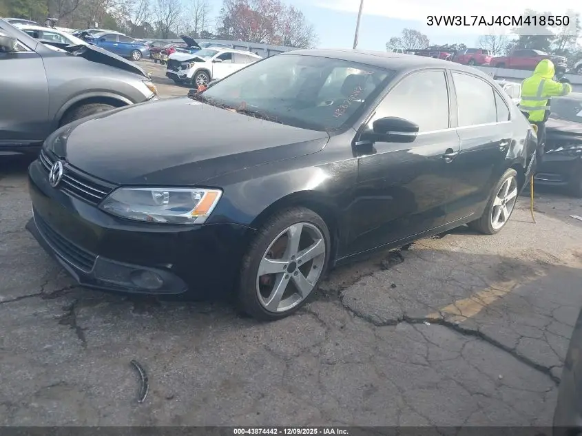 3VW3L7AJ4CM418550 2012 Volkswagen Jetta 2.0L Tdi