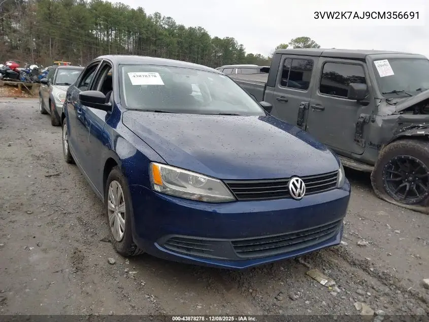 3VW2K7AJ9CM356691 2012 Volkswagen Jetta 2.0L S