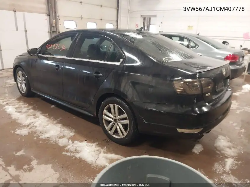 3VW567AJ1CM407778 2012 Volkswagen Jetta Gli