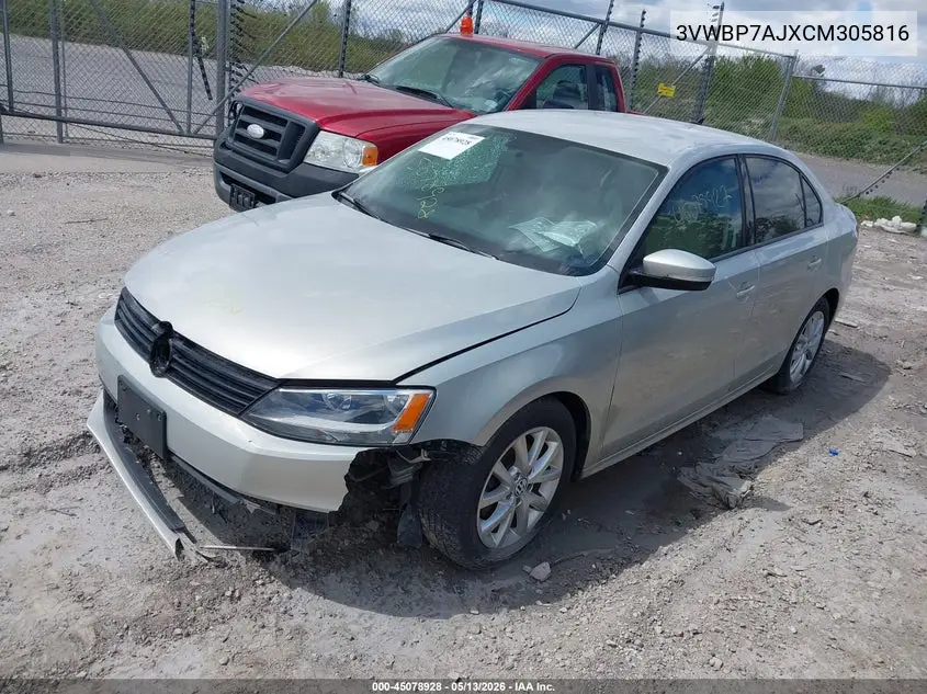 3VWBP7AJXCM305816 2012 Volkswagen Jetta 2.5L Se