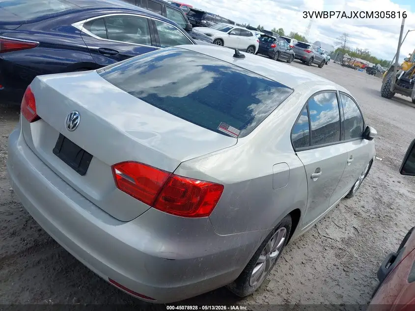 3VWBP7AJXCM305816 2012 Volkswagen Jetta 2.5L Se