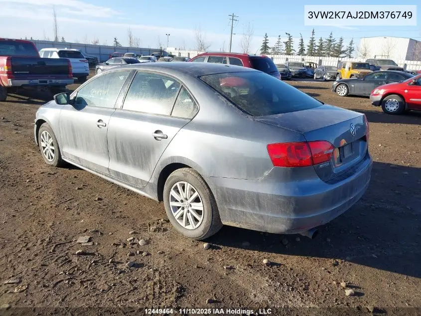 3VW2K7AJ2DM376749 2013 Volkswagen Jetta S
