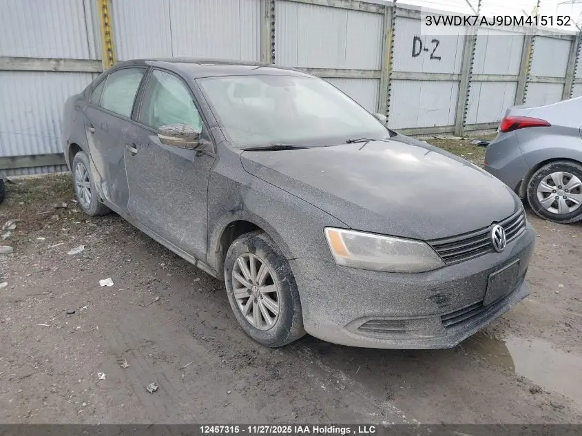 3VWDK7AJ9DM415152 2013 Volkswagen Jetta 2.0L Comfortline