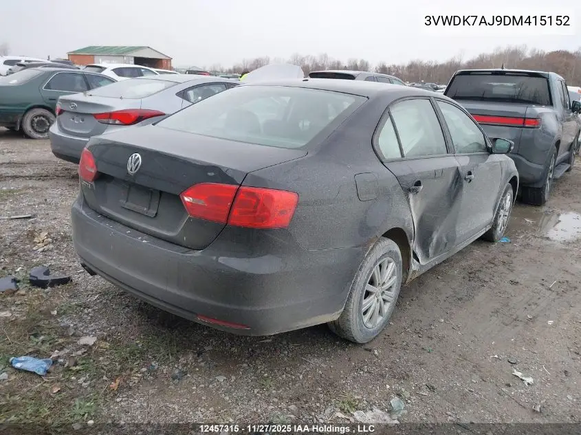 3VWDK7AJ9DM415152 2013 Volkswagen Jetta 2.0L Comfortline