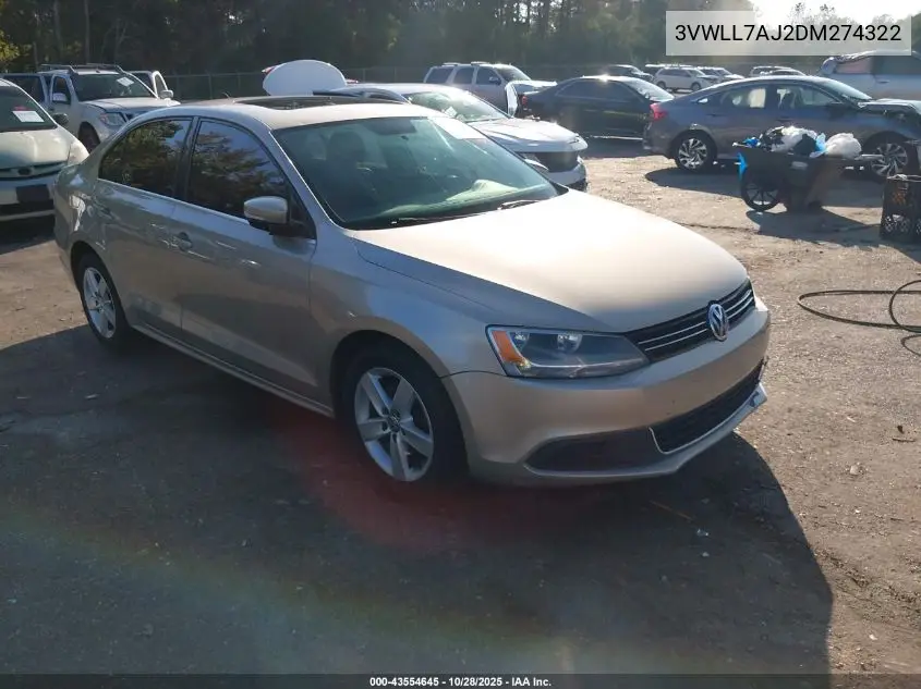 3VWLL7AJ2DM274322 2013 Volkswagen Jetta 2.0L Tdi