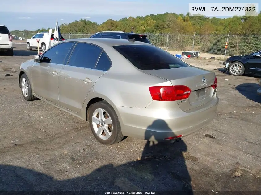 3VWLL7AJ2DM274322 2013 Volkswagen Jetta 2.0L Tdi
