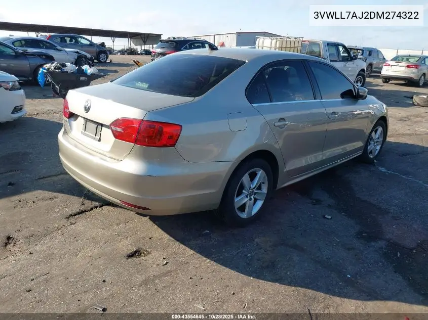 3VWLL7AJ2DM274322 2013 Volkswagen Jetta 2.0L Tdi