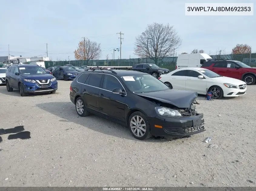3VWPL7AJ8DM692353 2013 Volkswagen Jetta Sportwagen 2.0L Tdi