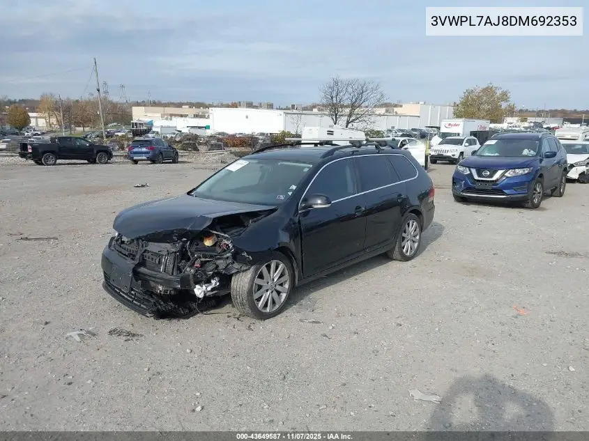 3VWPL7AJ8DM692353 2013 Volkswagen Jetta Sportwagen 2.0L Tdi