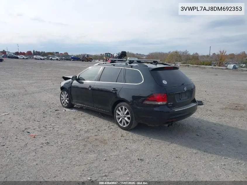 3VWPL7AJ8DM692353 2013 Volkswagen Jetta Sportwagen 2.0L Tdi